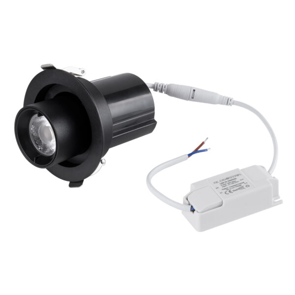 GloboStar® VIRGO-S 60305 Χωνευτό LED Spot Downlight TrimLess Φ9cm 7W 875lm 36° AC 220-240V IP20 Φ9cm x Υ9cm – Στρόγγυλο – Μαύρο – Θερμό Λευκό 2700K – Bridgelux COB – 5 Years Warranty