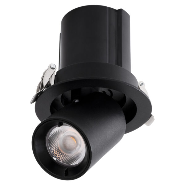 GloboStar® VIRGO-S 60305 Χωνευτό LED Spot Downlight TrimLess Φ9cm 7W 875lm 36° AC 220-240V IP20 Φ9cm x Υ9cm – Στρόγγυλο – Μαύρο – Θερμό Λευκό 2700K – Bridgelux COB – 5 Years Warranty