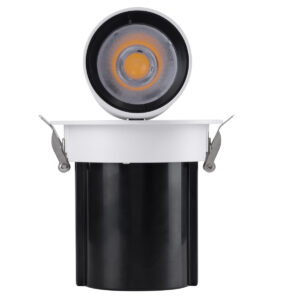 GloboStar® VIRGO-M 60306 Χωνευτό LED Spot Downlight TrimLess Φ11cm 12W 1560lm 36° AC 220-240V IP20 Φ11cm x Υ11.5cm – Στρόγγυλο – Λευκό με Μαύρο Κάτοπτρο – Φυσικό Λευκό 4500K – Bridgelux COB – 5 Years Warranty