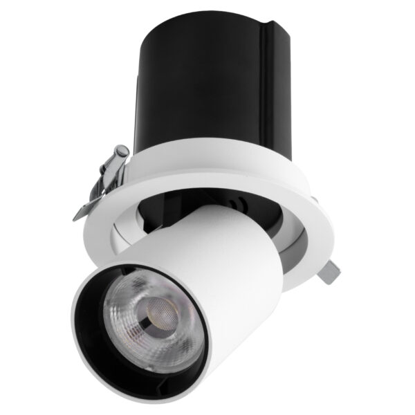 GloboStar® VIRGO-M 60306 Χωνευτό LED Spot Downlight TrimLess Φ11cm 12W 1560lm 36° AC 220-240V IP20 Φ11cm x Υ11.5cm – Στρόγγυλο – Λευκό με Μαύρο Κάτοπτρο – Φυσικό Λευκό 4500K – Bridgelux COB – 5 Years Warranty