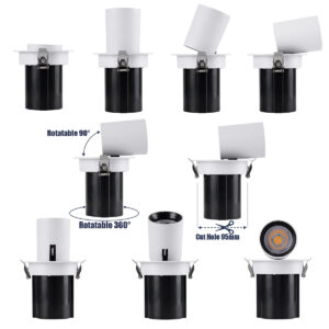 GloboStar® VIRGO-M 60306 Χωνευτό LED Spot Downlight TrimLess Φ11cm 12W 1560lm 36° AC 220-240V IP20 Φ11cm x Υ11.5cm – Στρόγγυλο – Λευκό με Μαύρο Κάτοπτρο – Φυσικό Λευκό 4500K – Bridgelux COB – 5 Years Warranty