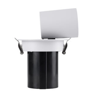 GloboStar® VIRGO-M 60306 Χωνευτό LED Spot Downlight TrimLess Φ11cm 12W 1560lm 36° AC 220-240V IP20 Φ11cm x Υ11.5cm – Στρόγγυλο – Λευκό με Μαύρο Κάτοπτρο – Φυσικό Λευκό 4500K – Bridgelux COB – 5 Years Warranty