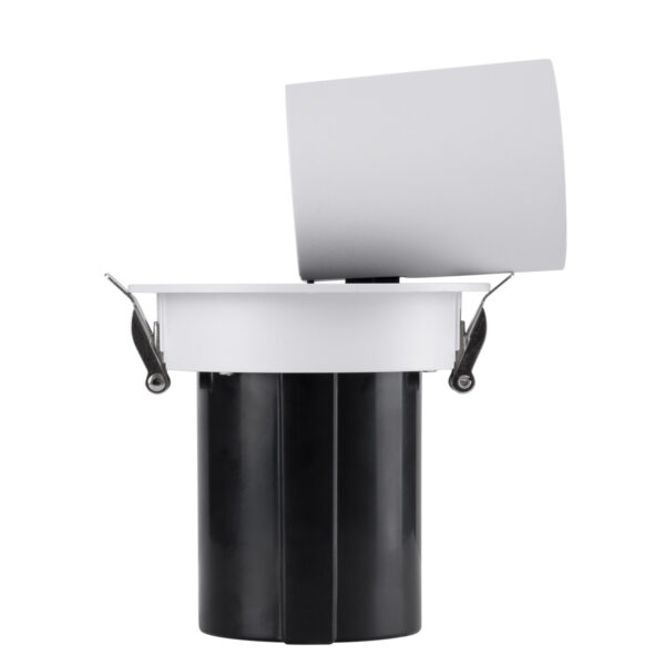 GloboStar® VIRGO-M 60306 Χωνευτό LED Spot Downlight TrimLess Φ11cm 12W 1560lm 36° AC 220-240V IP20 Φ11cm x Υ11.5cm – Στρόγγυλο – Λευκό με Μαύρο Κάτοπτρο – Φυσικό Λευκό 4500K – Bridgelux COB – 5 Years Warranty