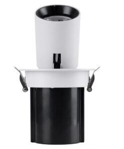 GloboStar® VIRGO-M 60307 Χωνευτό LED Spot Downlight TrimLess Φ11cm 12W 1500lm 36° AC 220-240V IP20 Φ11cm x Υ11.5cm – Στρόγγυλο – Λευκό με Μαύρο Κάτοπτρο – Θερμό Λευκό 2700K – Bridgelux COB – 5 Years Warranty