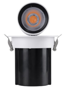 GloboStar® VIRGO-M 60307 Χωνευτό LED Spot Downlight TrimLess Φ11cm 12W 1500lm 36° AC 220-240V IP20 Φ11cm x Υ11.5cm – Στρόγγυλο – Λευκό με Μαύρο Κάτοπτρο – Θερμό Λευκό 2700K – Bridgelux COB – 5 Years Warranty