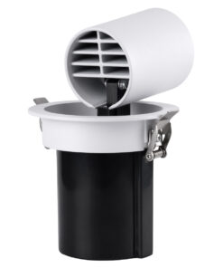 GloboStar® VIRGO-M 60307 Χωνευτό LED Spot Downlight TrimLess Φ11cm 12W 1500lm 36° AC 220-240V IP20 Φ11cm x Υ11.5cm – Στρόγγυλο – Λευκό με Μαύρο Κάτοπτρο – Θερμό Λευκό 2700K – Bridgelux COB – 5 Years Warranty