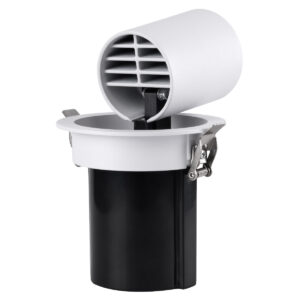GloboStar® VIRGO-M 60307 Χωνευτό LED Spot Downlight TrimLess Φ11cm 12W 1500lm 36° AC 220-240V IP20 Φ11cm x Υ11.5cm – Στρόγγυλο – Λευκό με Μαύρο Κάτοπτρο – Θερμό Λευκό 2700K – Bridgelux COB – 5 Years Warranty