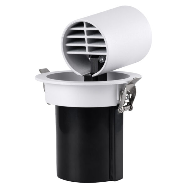 GloboStar® VIRGO-M 60307 Χωνευτό LED Spot Downlight TrimLess Φ11cm 12W 1500lm 36° AC 220-240V IP20 Φ11cm x Υ11.5cm – Στρόγγυλο – Λευκό με Μαύρο Κάτοπτρο – Θερμό Λευκό 2700K – Bridgelux COB – 5 Years Warranty