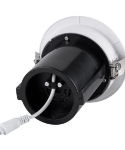 GloboStar® VIRGO-M 60307 Χωνευτό LED Spot Downlight TrimLess Φ11cm 12W 1500lm 36° AC 220-240V IP20 Φ11cm x Υ11.5cm – Στρόγγυλο – Λευκό με Μαύρο Κάτοπτρο – Θερμό Λευκό 2700K – Bridgelux COB – 5 Years Warranty