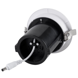 GloboStar® VIRGO-M 60307 Χωνευτό LED Spot Downlight TrimLess Φ11cm 12W 1500lm 36° AC 220-240V IP20 Φ11cm x Υ11.5cm – Στρόγγυλο – Λευκό με Μαύρο Κάτοπτρο – Θερμό Λευκό 2700K – Bridgelux COB – 5 Years Warranty