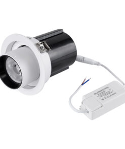 GloboStar® VIRGO-M 60307 Χωνευτό LED Spot Downlight TrimLess Φ11cm 12W 1500lm 36° AC 220-240V IP20 Φ11cm x Υ11.5cm – Στρόγγυλο – Λευκό με Μαύρο Κάτοπτρο – Θερμό Λευκό 2700K – Bridgelux COB – 5 Years Warranty
