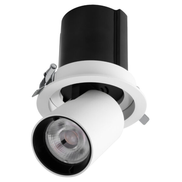 GloboStar® VIRGO-M 60307 Χωνευτό LED Spot Downlight TrimLess Φ11cm 12W 1500lm 36° AC 220-240V IP20 Φ11cm x Υ11.5cm – Στρόγγυλο – Λευκό με Μαύρο Κάτοπτρο – Θερμό Λευκό 2700K – Bridgelux COB – 5 Years Warranty