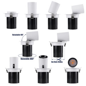GloboStar® VIRGO-M 60307 Χωνευτό LED Spot Downlight TrimLess Φ11cm 12W 1500lm 36° AC 220-240V IP20 Φ11cm x Υ11.5cm – Στρόγγυλο – Λευκό με Μαύρο Κάτοπτρο – Θερμό Λευκό 2700K – Bridgelux COB – 5 Years Warranty