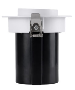 GloboStar® VIRGO-M 60307 Χωνευτό LED Spot Downlight TrimLess Φ11cm 12W 1500lm 36° AC 220-240V IP20 Φ11cm x Υ11.5cm – Στρόγγυλο – Λευκό με Μαύρο Κάτοπτρο – Θερμό Λευκό 2700K – Bridgelux COB – 5 Years Warranty