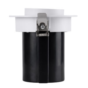 GloboStar® VIRGO-M 60307 Χωνευτό LED Spot Downlight TrimLess Φ11cm 12W 1500lm 36° AC 220-240V IP20 Φ11cm x Υ11.5cm – Στρόγγυλο – Λευκό με Μαύρο Κάτοπτρο – Θερμό Λευκό 2700K – Bridgelux COB – 5 Years Warranty