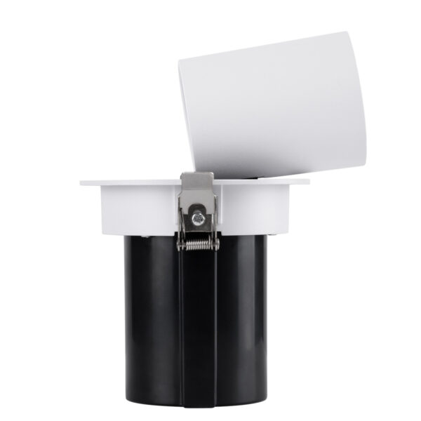 GloboStar® VIRGO-M 60307 Χωνευτό LED Spot Downlight TrimLess Φ11cm 12W 1500lm 36° AC 220-240V IP20 Φ11cm x Υ11.5cm – Στρόγγυλο – Λευκό με Μαύρο Κάτοπτρο – Θερμό Λευκό 2700K – Bridgelux COB – 5 Years Warranty