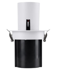 GloboStar® VIRGO-M 60307 Χωνευτό LED Spot Downlight TrimLess Φ11cm 12W 1500lm 36° AC 220-240V IP20 Φ11cm x Υ11.5cm – Στρόγγυλο – Λευκό με Μαύρο Κάτοπτρο – Θερμό Λευκό 2700K – Bridgelux COB – 5 Years Warranty