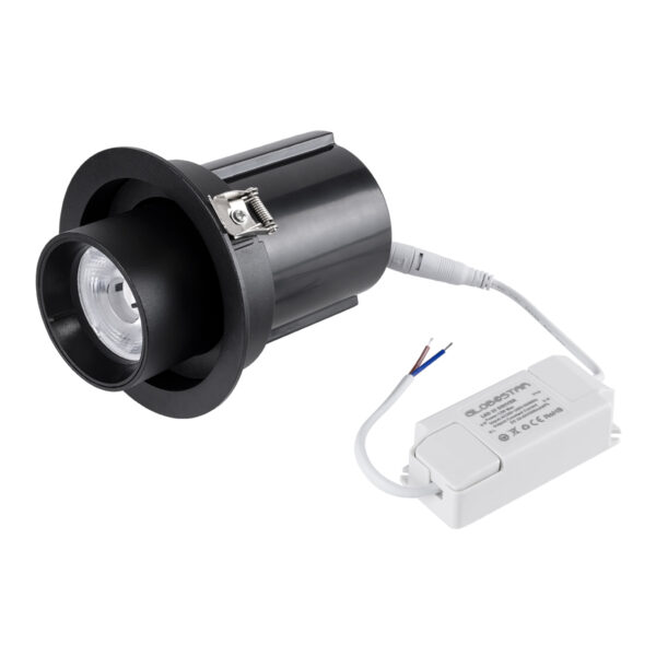GloboStar® VIRGO-M 60308 Χωνευτό LED Spot Downlight TrimLess Φ11cm 12W 1560lm 36° AC 220-240V IP20 Φ11cm x Υ11.5cm – Στρόγγυλο – Μαύρο – Φυσικό Λευκό 4500K – Bridgelux COB – 5 Years Warranty