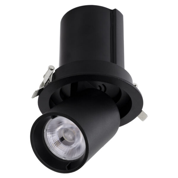GloboStar® VIRGO-M 60308 Χωνευτό LED Spot Downlight TrimLess Φ11cm 12W 1560lm 36° AC 220-240V IP20 Φ11cm x Υ11.5cm – Στρόγγυλο – Μαύρο – Φυσικό Λευκό 4500K – Bridgelux COB – 5 Years Warranty