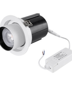GloboStar® VIRGO-B 60310 Χωνευτό LED Spot Downlight TrimLess Φ13.5cm 20W 2600lm 36° AC 220-240V IP20 Φ13.5cm x Υ14cm – Στρόγγυλο – Λευκό με Μαύρο Κάτοπτρο – Φυσικό Λευκό 4500K – Bridgelux COB – 5 Years Warranty
