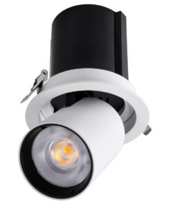 GloboStar® VIRGO-B 60310 Χωνευτό LED Spot Downlight TrimLess Φ13.5cm 20W 2600lm 36° AC 220-240V IP20 Φ13.5cm x Υ14cm – Στρόγγυλο – Λευκό με Μαύρο Κάτοπτρο – Φυσικό Λευκό 4500K – Bridgelux COB – 5 Years Warranty