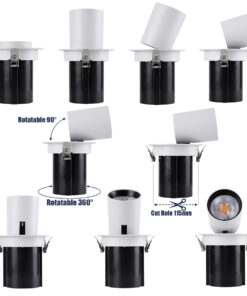 GloboStar® VIRGO-B 60310 Χωνευτό LED Spot Downlight TrimLess Φ13.5cm 20W 2600lm 36° AC 220-240V IP20 Φ13.5cm x Υ14cm – Στρόγγυλο – Λευκό με Μαύρο Κάτοπτρο – Φυσικό Λευκό 4500K – Bridgelux COB – 5 Years Warranty