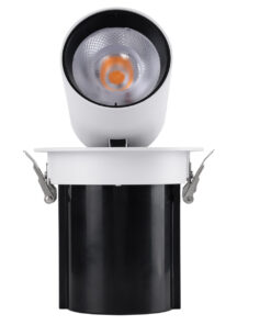 GloboStar® VIRGO-B 60311 Χωνευτό LED Spot Downlight TrimLess Φ13.5cm 20W 2500lm 36° AC 220-240V IP20 Φ13.5cm x Υ14cm – Στρόγγυλο – Λευκό με Μαύρο Κάτοπτρο – Θερμό Λευκό 2700K – Bridgelux COB – 5 Years Warranty