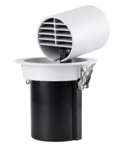 GloboStar® VIRGO-B 60311 Χωνευτό LED Spot Downlight TrimLess Φ13.5cm 20W 2500lm 36° AC 220-240V IP20 Φ13.5cm x Υ14cm – Στρόγγυλο – Λευκό με Μαύρο Κάτοπτρο – Θερμό Λευκό 2700K – Bridgelux COB – 5 Years Warranty