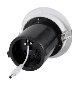 GloboStar® VIRGO-B 60311 Χωνευτό LED Spot Downlight TrimLess Φ13.5cm 20W 2500lm 36° AC 220-240V IP20 Φ13.5cm x Υ14cm – Στρόγγυλο – Λευκό με Μαύρο Κάτοπτρο – Θερμό Λευκό 2700K – Bridgelux COB – 5 Years Warranty