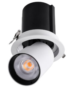 GloboStar® VIRGO-B 60311 Χωνευτό LED Spot Downlight TrimLess Φ13.5cm 20W 2500lm 36° AC 220-240V IP20 Φ13.5cm x Υ14cm – Στρόγγυλο – Λευκό με Μαύρο Κάτοπτρο – Θερμό Λευκό 2700K – Bridgelux COB – 5 Years Warranty