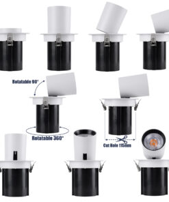 GloboStar® VIRGO-B 60311 Χωνευτό LED Spot Downlight TrimLess Φ13.5cm 20W 2500lm 36° AC 220-240V IP20 Φ13.5cm x Υ14cm – Στρόγγυλο – Λευκό με Μαύρο Κάτοπτρο – Θερμό Λευκό 2700K – Bridgelux COB – 5 Years Warranty