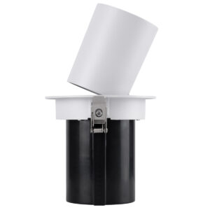 GloboStar® VIRGO-B 60311 Χωνευτό LED Spot Downlight TrimLess Φ13.5cm 20W 2500lm 36° AC 220-240V IP20 Φ13.5cm x Υ14cm – Στρόγγυλο – Λευκό με Μαύρο Κάτοπτρο – Θερμό Λευκό 2700K – Bridgelux COB – 5 Years Warranty