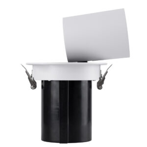 GloboStar® VIRGO-B 60311 Χωνευτό LED Spot Downlight TrimLess Φ13.5cm 20W 2500lm 36° AC 220-240V IP20 Φ13.5cm x Υ14cm – Στρόγγυλο – Λευκό με Μαύρο Κάτοπτρο – Θερμό Λευκό 2700K – Bridgelux COB – 5 Years Warranty