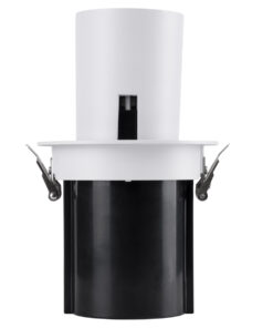 GloboStar® VIRGO-B 60311 Χωνευτό LED Spot Downlight TrimLess Φ13.5cm 20W 2500lm 36° AC 220-240V IP20 Φ13.5cm x Υ14cm – Στρόγγυλο – Λευκό με Μαύρο Κάτοπτρο – Θερμό Λευκό 2700K – Bridgelux COB – 5 Years Warranty