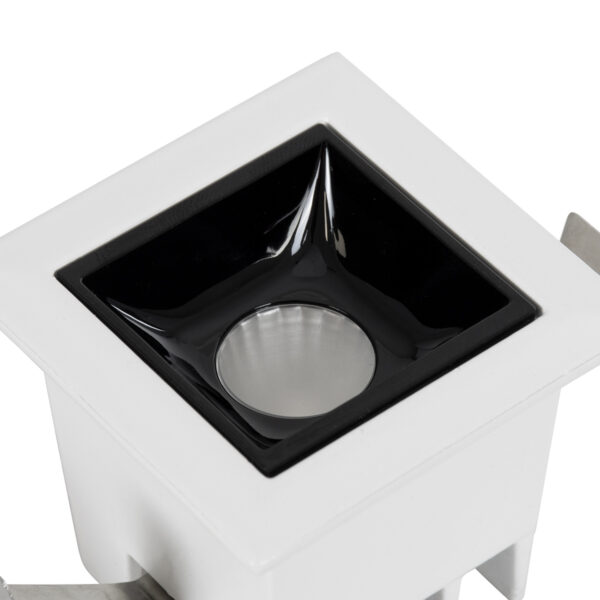 GloboStar® LUMINAR SUPERIOR 60314 Χωνευτό LED Spot Downlight TrimLess 2W 280lm 36° AC 220-240V IP20 Μ4.3 x Π4.3 x Υ4.5cm – Λευκό με Μαύρο Κάτοπτρο – Φυσικό Λευκό 4500K – Bridgelux High Lumen Chip Gen2 – TÜV Certified Driver – 5 Years Warranty