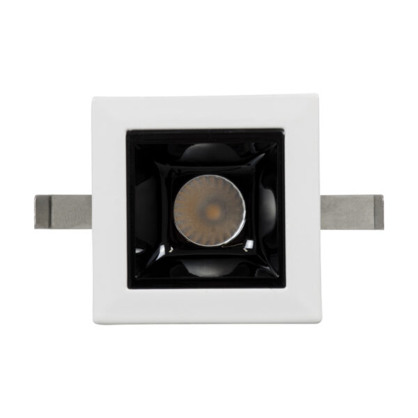 GloboStar® LUMINAR SUPERIOR 60315 Χωνευτό LED Spot Downlight TrimLess 2W 270lm 36° AC 220-240V IP20 Μ4.3 x Π4.3 x Υ4.5cm – Λευκό με Μαύρο Κάτοπτρο – Θερμό Λευκό 2700K – Bridgelux High Lumen Chip Gen2 – TÜV Certified Driver – 5 Years Warranty