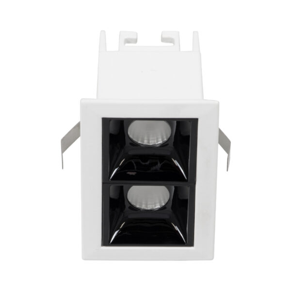 GloboStar® LUMINAR SUPERIOR 60317 Χωνευτό LED Spot Downlight TrimLess 4W 540lm 36° AC 220-240V IP20 Μ7.5 x Π4.3 x Υ4.5cm – Λευκό με Μαύρο Κάτοπτρο – Θερμό Λευκό 2700K – Bridgelux High Lumen Chip Gen2 – TÜV Certified Driver – 5 Years Warranty