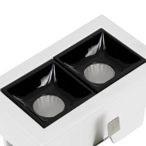 GloboStar® LUMINAR SUPERIOR 60317 Χωνευτό LED Spot Downlight TrimLess 4W 540lm 36° AC 220-240V IP20 Μ7.5 x Π4.3 x Υ4.5cm – Λευκό με Μαύρο Κάτοπτρο – Θερμό Λευκό 2700K – Bridgelux High Lumen Chip Gen2 – TÜV Certified Driver – 5 Years Warranty