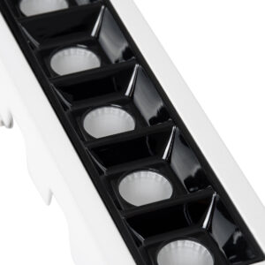 GloboStar® LUMINAR SUPERIOR 60319 Χωνευτό LED Spot Downlight TrimLess 10W 1350lm 36° AC 220-240V IP20 Μ14.8 x Π4.3 x Υ4.5cm – Λευκό με Μαύρο Κάτοπτρο – Θερμό Λευκό 2700K – Bridgelux High Lumen Chip Gen2 – TÜV Certified Driver – 5 Years Warranty