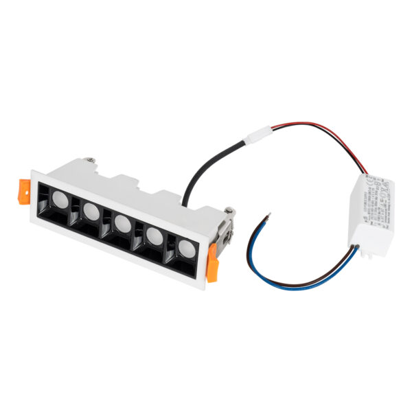 GloboStar® LUMINAR SUPERIOR 60319 Χωνευτό LED Spot Downlight TrimLess 10W 1350lm 36° AC 220-240V IP20 Μ14.8 x Π4.3 x Υ4.5cm – Λευκό με Μαύρο Κάτοπτρο – Θερμό Λευκό 2700K – Bridgelux High Lumen Chip Gen2 – TÜV Certified Driver – 5 Years Warranty