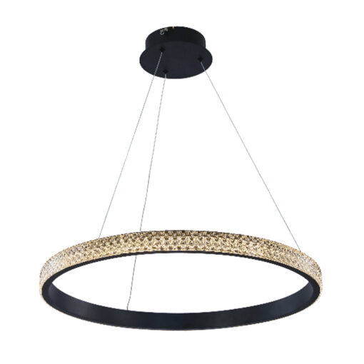 InLight Κρεμαστό φωτιστικό LED 56W 3000W από μαύρο αλουμίνιο και ακρυλικό D:60cm (6032-B)