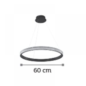 InLight Κρεμαστό φωτιστικό LED 56W 3000W από μαύρο αλουμίνιο και ακρυλικό D:60cm (6032-B)