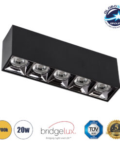 GloboStar® LUMINAR SUPERIOR 60329 Επιφανειακό LED Spot Downlight TrimLess 20W 2700lm 36° AC 220-240V IP20 Μ19.5 x Π4.2 x Υ6.6cm – Μαύρο με Κάτοπτρο Χρωμίου – Θερμό Λευκό 2700K – Bridgelux High Lumen Chip Gen2 – TÜV Certified Driver – 5 Years Warranty