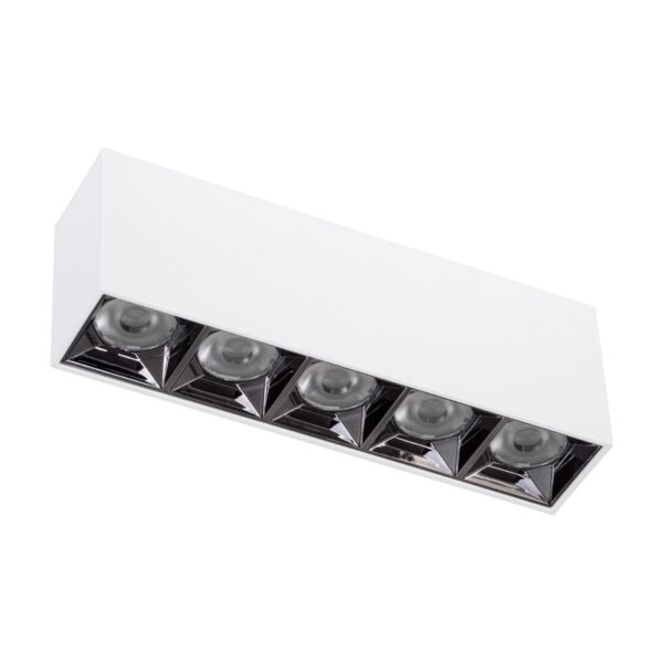 GloboStar® LUMINAR SUPERIOR 60330 Επιφανειακό LED Spot Downlight TrimLess 20W 2800lm 36° AC 220-240V IP20 Μ19.5 x Π4.2 x Υ6.6cm – Λευκό με Κάτοπτρο Χρωμίου – Φυσικό Λευκό 4500K – Bridgelux High Lumen Chip Gen2 – TÜV Certified Driver – 5 Years Warranty