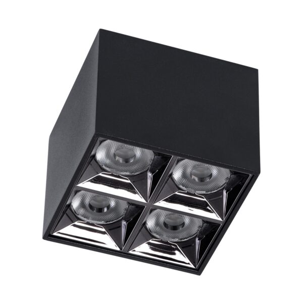 GloboStar® LUMINAR SUPERIOR 60333 Επιφανειακό LED Spot Downlight TrimLess 14W 1890lm 36° AC 220-240V IP20 Μ8.2 x Π8.2 x Υ6.6cm – Μαύρο με Κάτοπτρο Χρωμίου – Θερμό Λευκό 2700K – Bridgelux High Lumen Chip Gen2 – TÜV Certified Driver – 5 Years Warranty