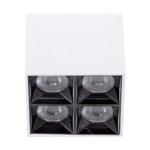 GloboStar® LUMINAR SUPERIOR 60334 Επιφανειακό LED Spot Downlight TrimLess 14W 1960lm 36° AC 220-240V IP20 Μ8.2 x Π8.2 x Υ6.6cm – Λευκό με Κάτοπτρο Χρωμίου – Φυσικό Λευκό 4500K – Bridgelux High Lumen Chip Gen2 – TÜV Certified Driver – 5 Years Warranty