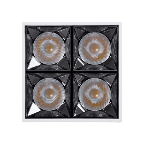 GloboStar® LUMINAR SUPERIOR 60334 Επιφανειακό LED Spot Downlight TrimLess 14W 1960lm 36° AC 220-240V IP20 Μ8.2 x Π8.2 x Υ6.6cm – Λευκό με Κάτοπτρο Χρωμίου – Φυσικό Λευκό 4500K – Bridgelux High Lumen Chip Gen2 – TÜV Certified Driver – 5 Years Warranty