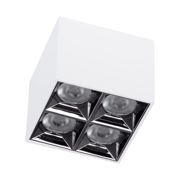 GloboStar® LUMINAR SUPERIOR 60335 Επιφανειακό LED Spot Downlight TrimLess 14W 1890lm 36° AC 220-240V IP20 Μ8.2 x Π8.2 x Υ6.6cm – Λευκό με Κάτοπτρο Χρωμίου – Θερμό Λευκό 2700K – Bridgelux High Lumen Chip Gen2 – TÜV Certified Driver – 5 Years Warranty