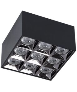 GloboStar® LUMINAR SUPERIOR 60337 Επιφανειακό LED Spot Downlight TrimLess 30W 4050lm 36° AC 220-240V IP20 Μ12 x Π12 x Υ6.6cm – Μαύρο με Κάτοπτρο Χρωμίου – Θερμό Λευκό 2700K – Bridgelux High Lumen Chip Gen2 – TÜV Certified Driver – 5 Years Warranty