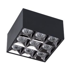 GloboStar® LUMINAR SUPERIOR 60337 Επιφανειακό LED Spot Downlight TrimLess 30W 4050lm 36° AC 220-240V IP20 Μ12 x Π12 x Υ6.6cm – Μαύρο με Κάτοπτρο Χρωμίου – Θερμό Λευκό 2700K – Bridgelux High Lumen Chip Gen2 – TÜV Certified Driver – 5 Years Warranty